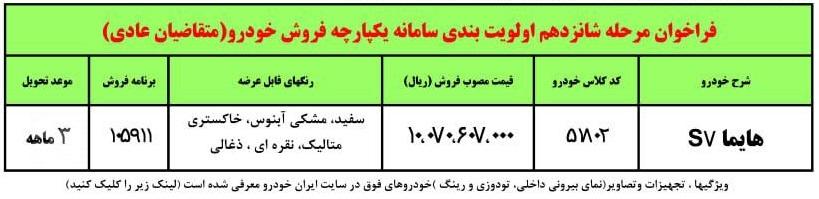 فراخوان فروش هایما S7