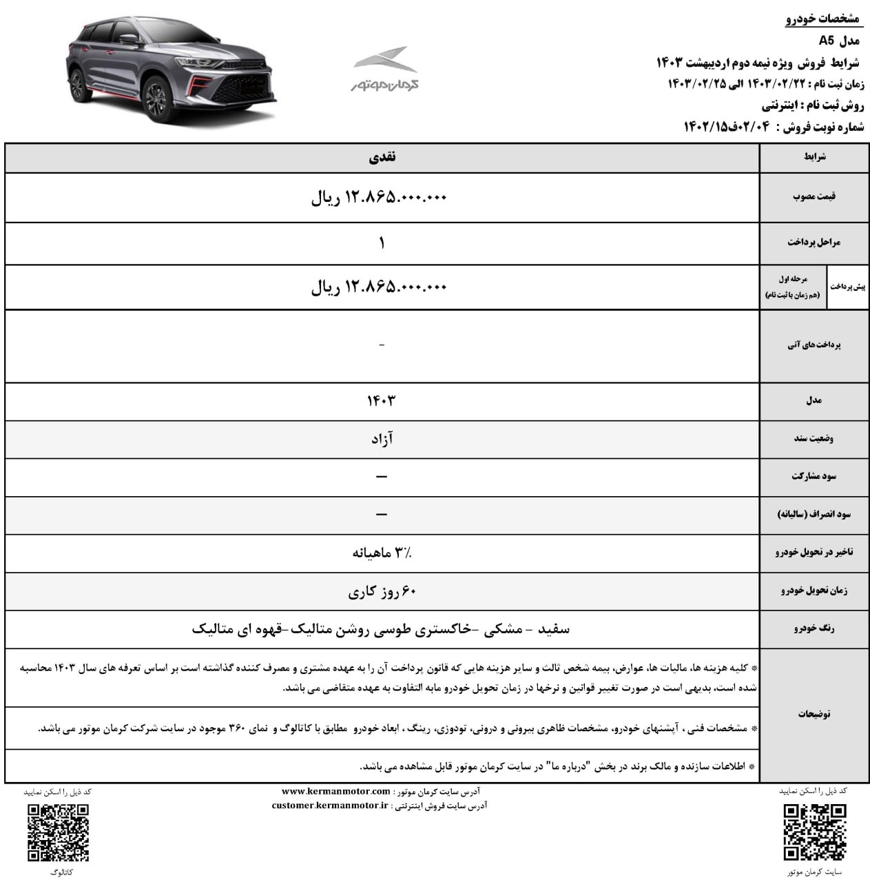 KMC A5 کرمان موتور