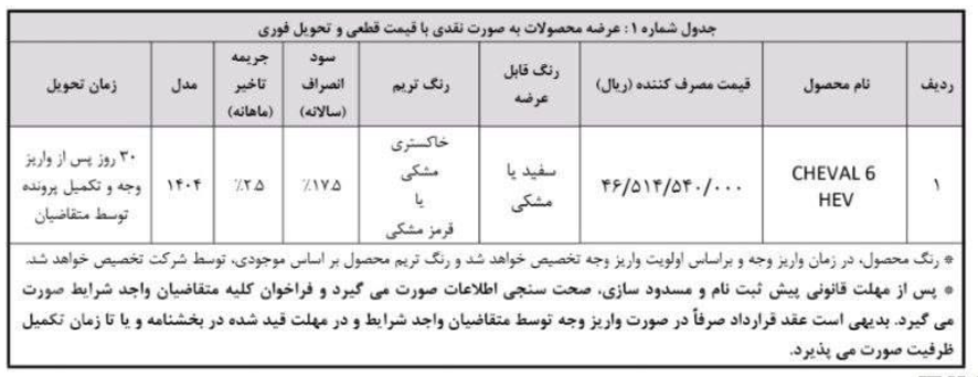 پیش ثبت نام فروش نقدی شوال ۶ تحویل فوری - ۵ اسفند ۱۴۰۴
