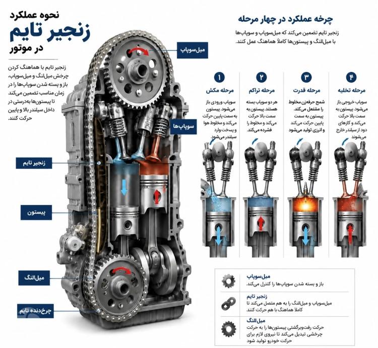 نحوه عملکرد زنجیر تایم ماشین
