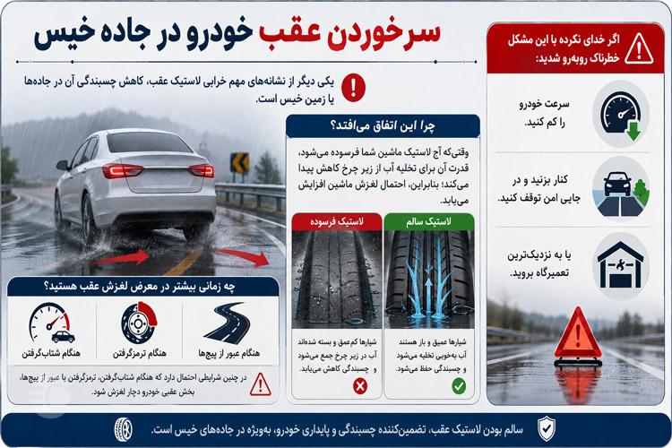 لغزش ماشین از جمله علائم خرابی لاستیک خودرو