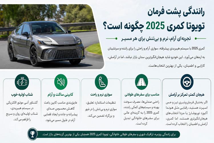 تجربه رانندگی با تویوتا کمری هیبریدی 2025